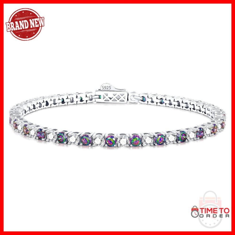 Sterling Silver White Gold Tennis Bracelet Elegant Minimal Classic Jewelry Gift
